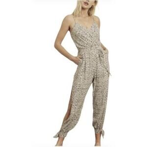 Dress Forum Animal Print Faux Wrap Jumpsuit High Waist Size S